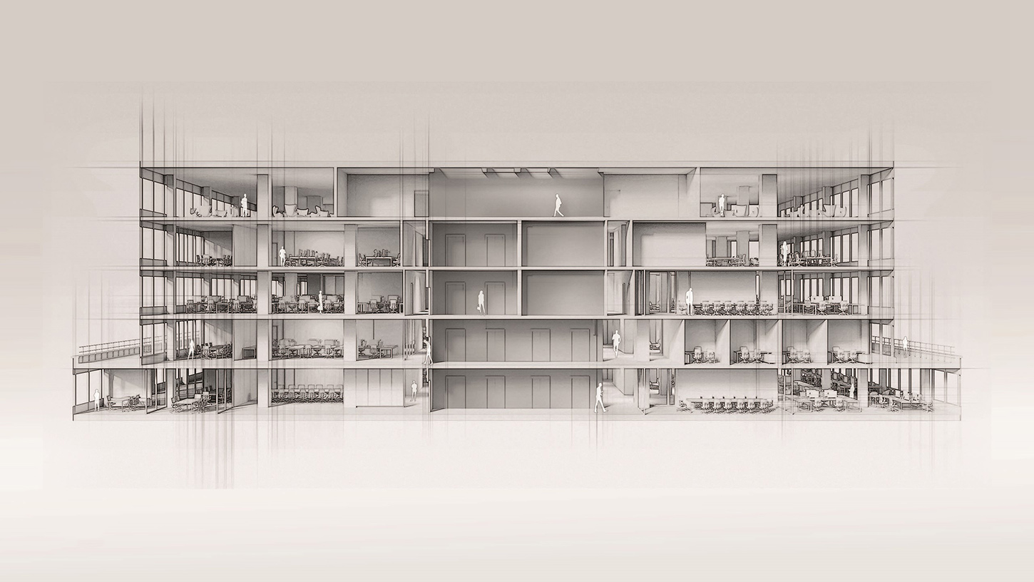 office building 3d render by meta form